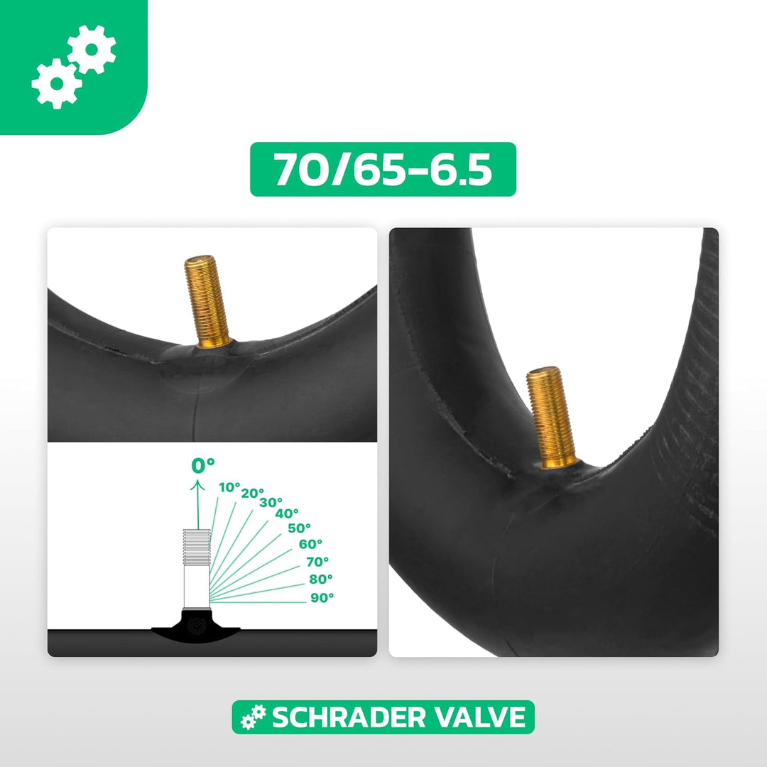 MOOVMOOV 2X Innen Schlauch 70/65-6.5 (10-Zoll) - Mit Rechtsventil - Kompatibel mit 70/65-6.5 oder 10