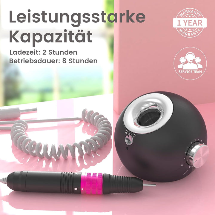 Elektrische Nagelfräser für Gelnägel, 35000 U/Min Wiederaufladbare Nagelfeile für Acrylnägel, Kallus