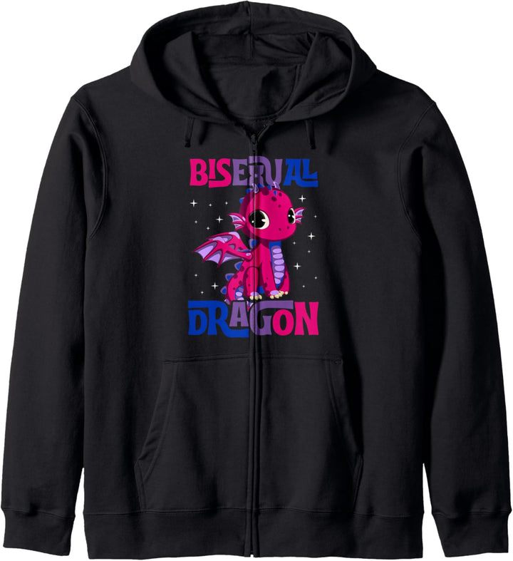 Bisexueller Drache, lustig, süss, Majestätisch, Bi Pride Flagge, Stuff Kapuzenjacke