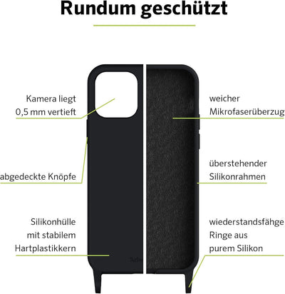 Artwizz HangOn Case kompatibel mit [iPhone 13 Pro] - Elastische Schutzhülle aus Silikon als Handyket