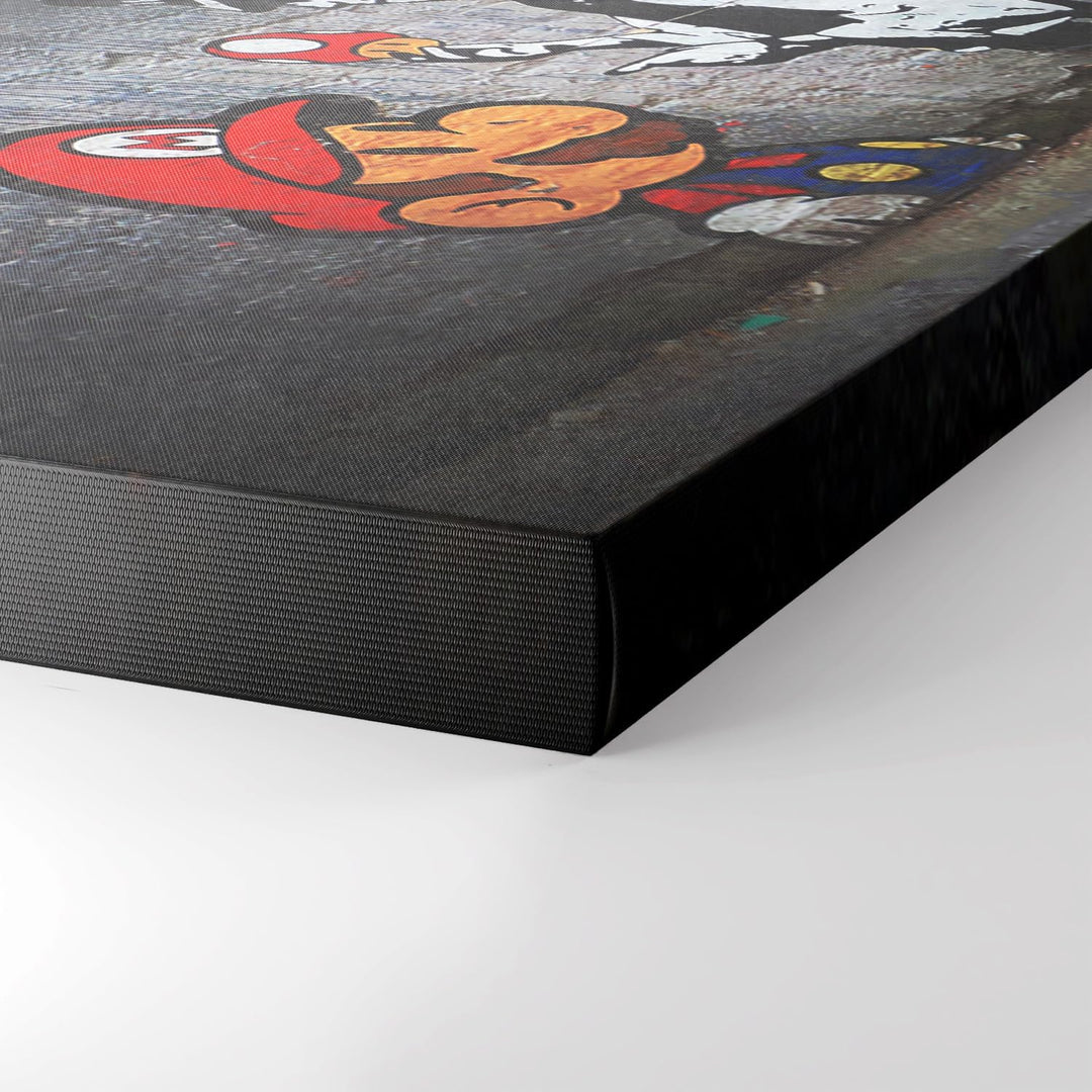 Giallobus - Gemälde - Banksy - - Standardleinwand - 100x60-08 - Super Mario - Bereit zum Aufhängen -