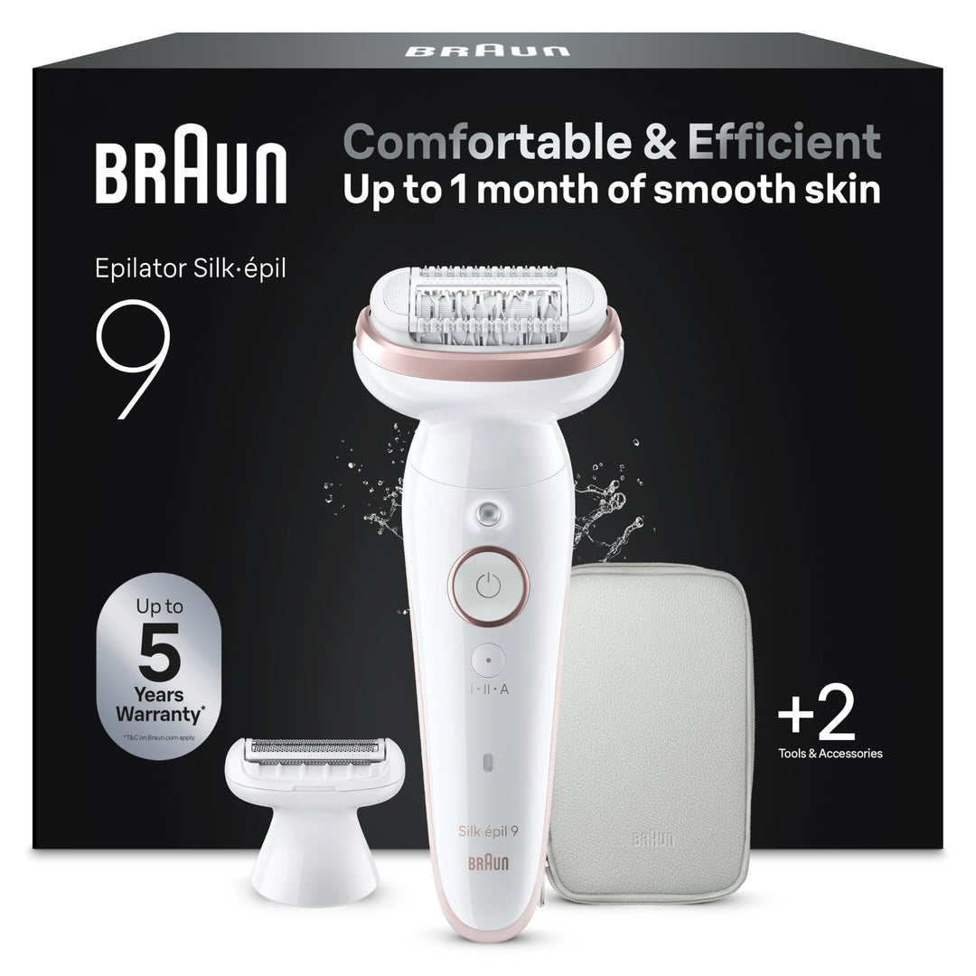Braun Silk-épil 9, Epilierer mit schwenkbarem Kopf für eine einfache Haarentfernung, Wet&Dry, langan