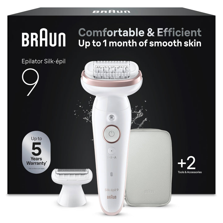 Braun Silk-épil 9, Epilierer mit schwenkbarem Kopf für eine einfache Haarentfernung, Wet&Dry, langan