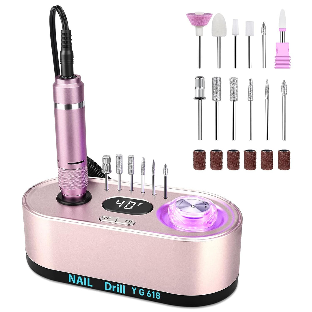Elektrische Nagelfeile Nagelfräser Professioneller, 40000U/Min, LCD Maniküre Pediküre Set mit Multif