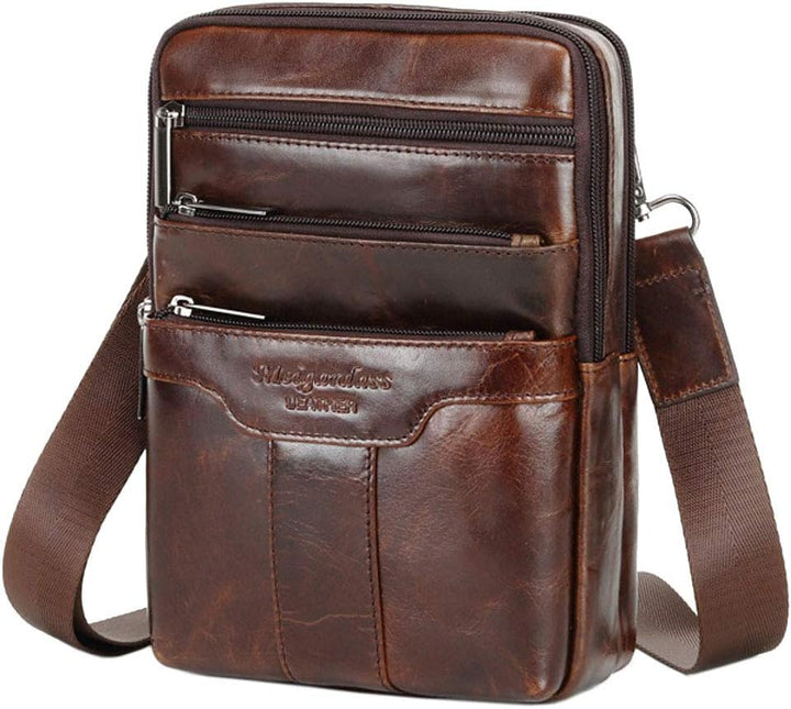 Xieben Umhängetasche aus Leder Schulter Crossbody Reisetasche für Herren Frauen 