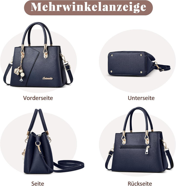 DORRISO Mode Handtasche Damen Elegant Tote Tasche mit Schickem Blumenanhänger Henkeltasche für Einka