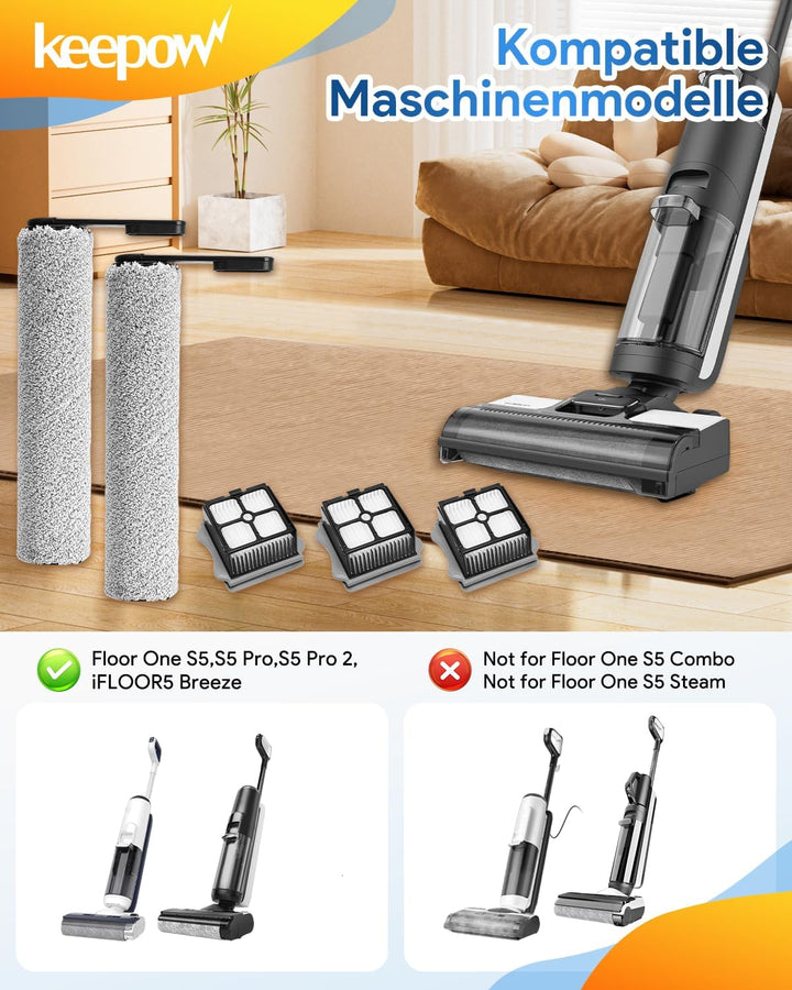 KEEPOW 7 Stück Zubehörset für Tineco Floor One S5/S5 Pro/S5 Pro 2/S5 Extreme nass trockensauger, 2 B