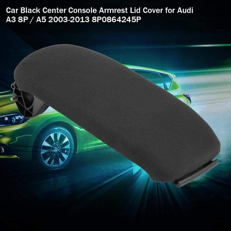 Auto Schwarz Leder/Stoff Naht Konsole Armlehne Deckel, Car Center Console Cover für Audi A3 8P / A5