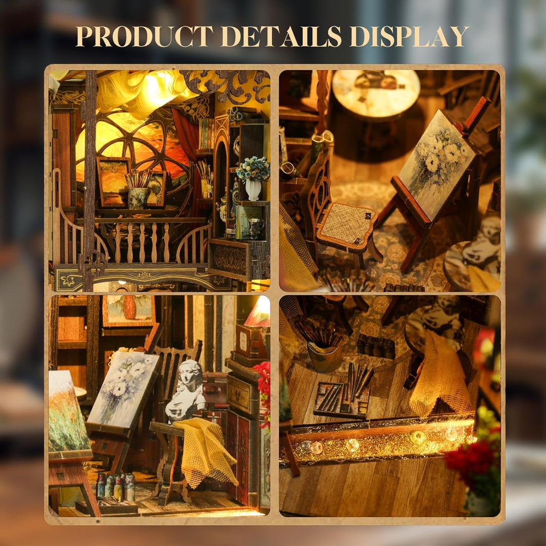 Book Nook Kit für Erwachsene: LUMYCE Holzpuzzle DIY Miniatur Haus 3D Puppenhaus - Buchstütze für Büc