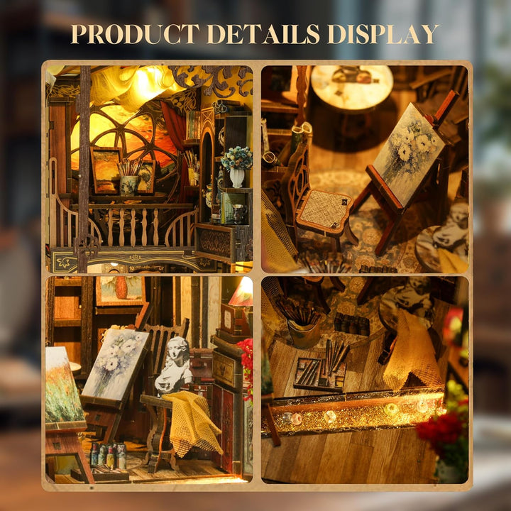 Book Nook Kit für Erwachsene: LUMYCE Holzpuzzle DIY Miniatur Haus 3D Puppenhaus - Buchstütze für Büc