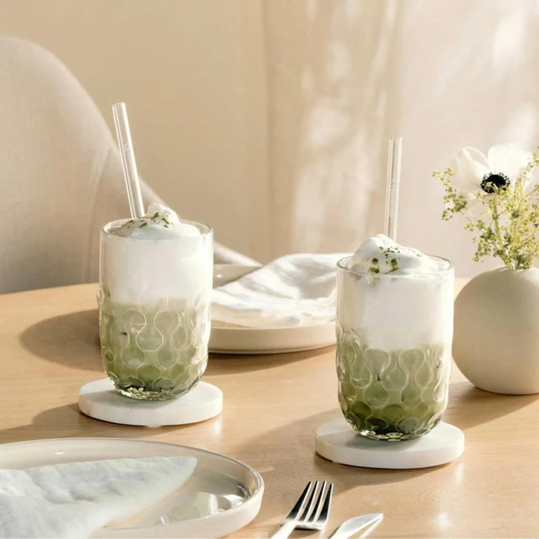 LEONARDO HOME GOCCE Matcha Latte Glas • 2 Latte Macchiato Gläser + Trinkhalme • LM Becher für Siebtr
