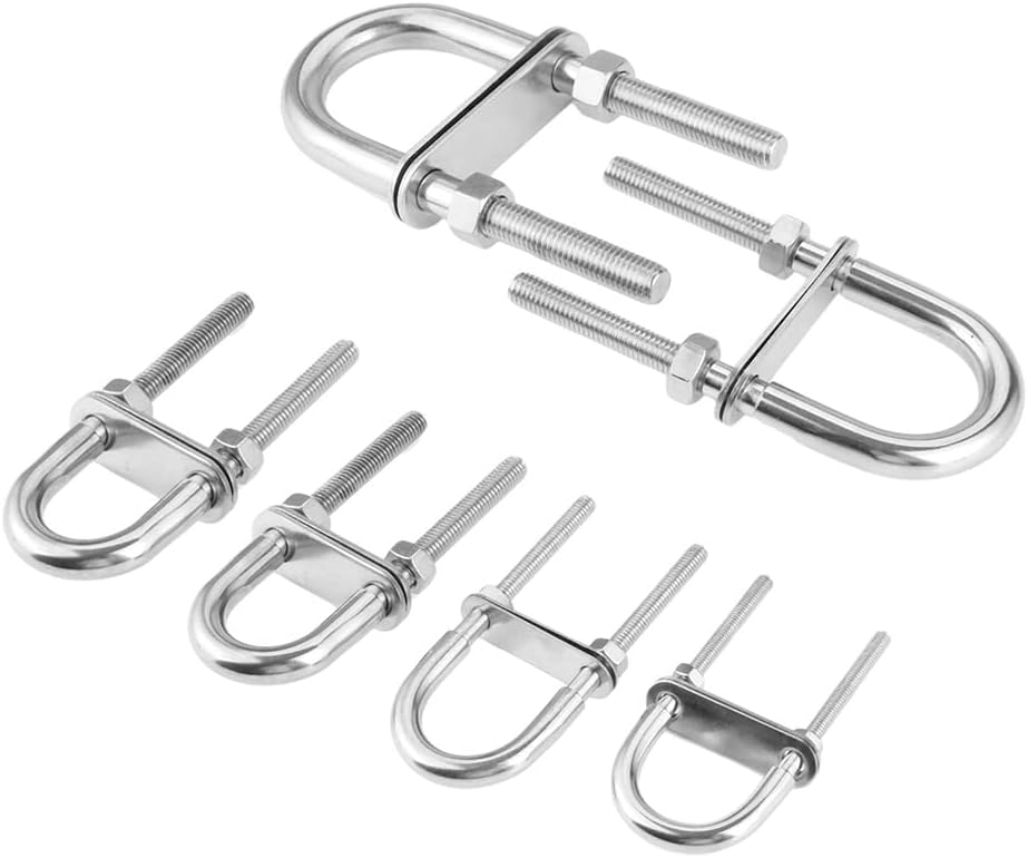 4 Stück U Bolzen, M5 M6 M8 M10 M12 Edelstahl 304 Bügelschraube Gewindebügel mit Mutter Platte