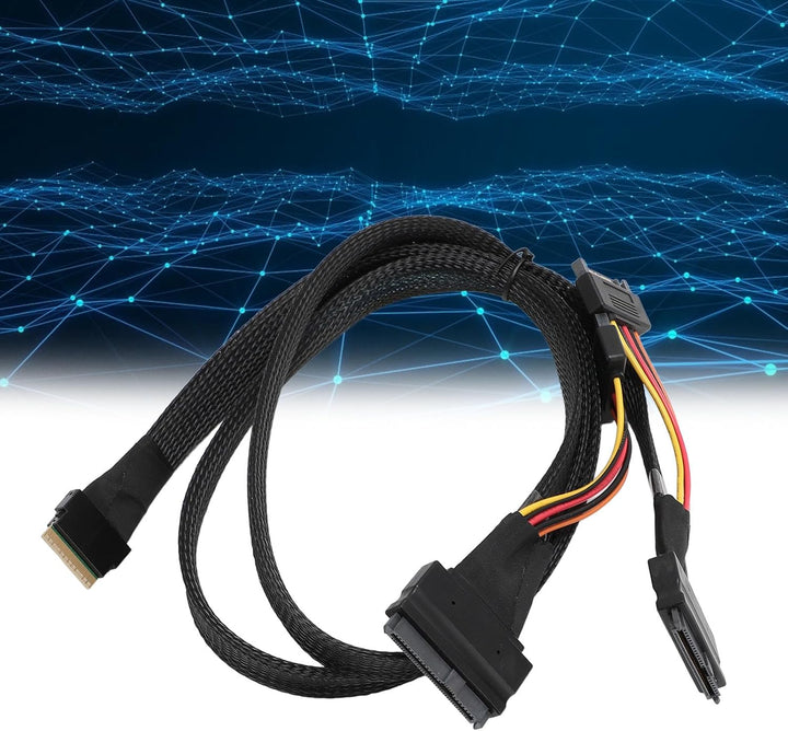 NVME PCIe SSD-Kabel, SFF-8654 8I auf 2 X SFF-8639 NVME U.2 Kabeladapter 24 Gbit/s 80 cm für Mainboar