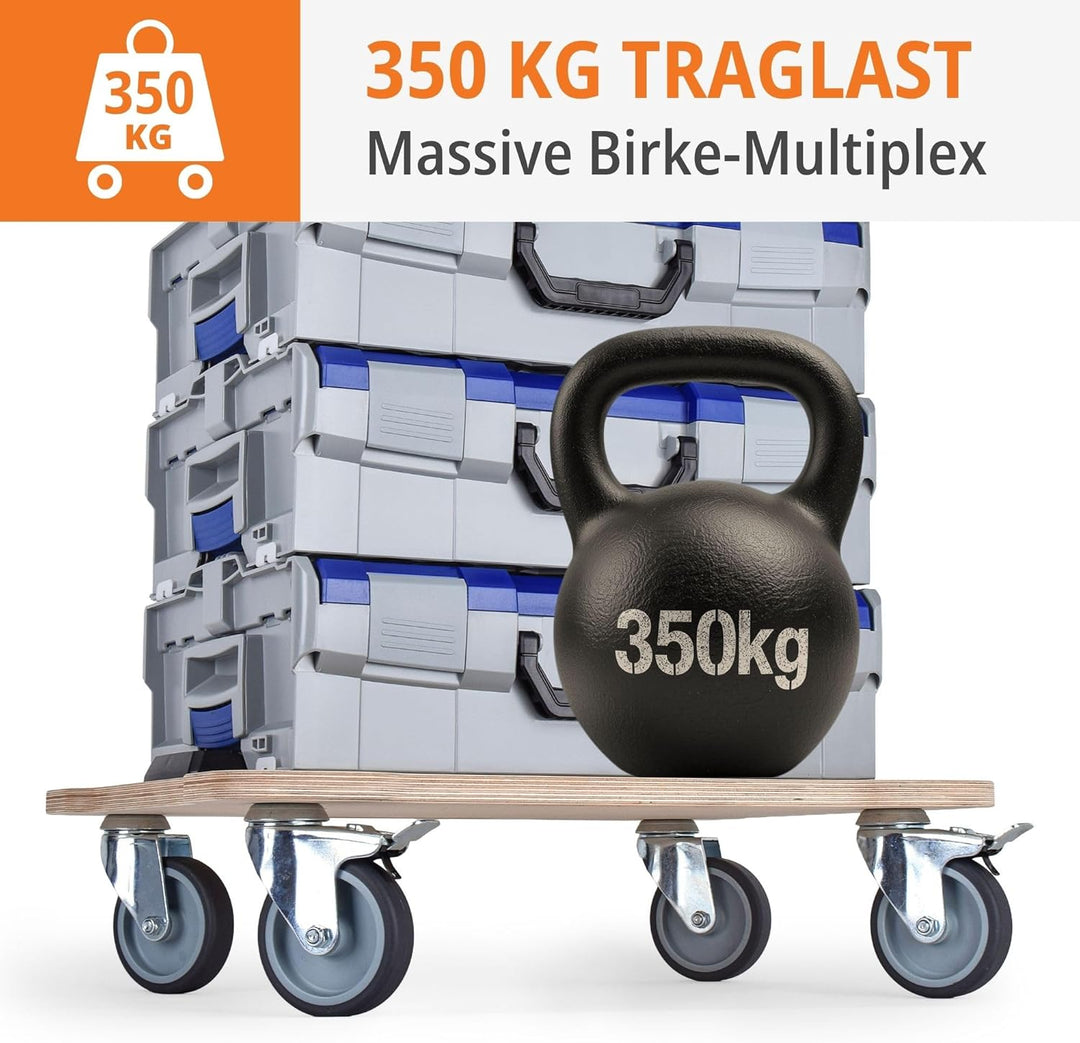 WFIX Work System Base Rollbrett für L-BOXX Systeme - Hochleistungs-Transportroller Holz Birke-Multip