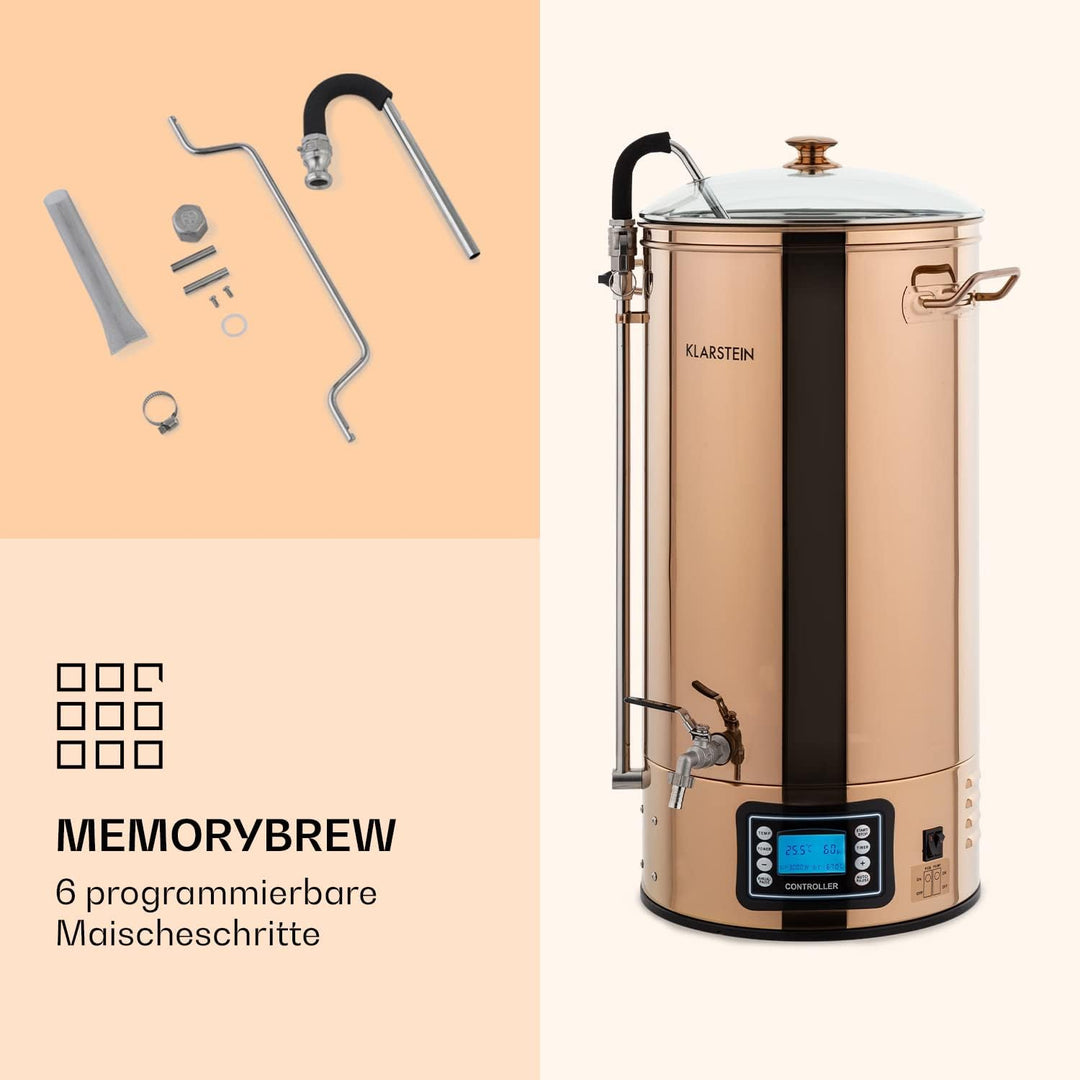 Klarstein Bierbrauset zum Selber Brauen, Edelstahl , 50L Bierbrauanlage, XXL Maischekessel Brewing K