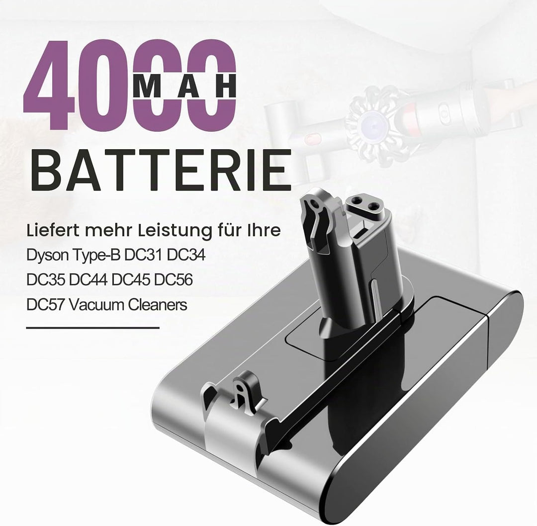 ADVTRONICS 22.2V 4000mAh Ersatzakku für Dyson DC34 DC31 DC35 DC44 DC45 Handstaubsauge für Dyson Typ