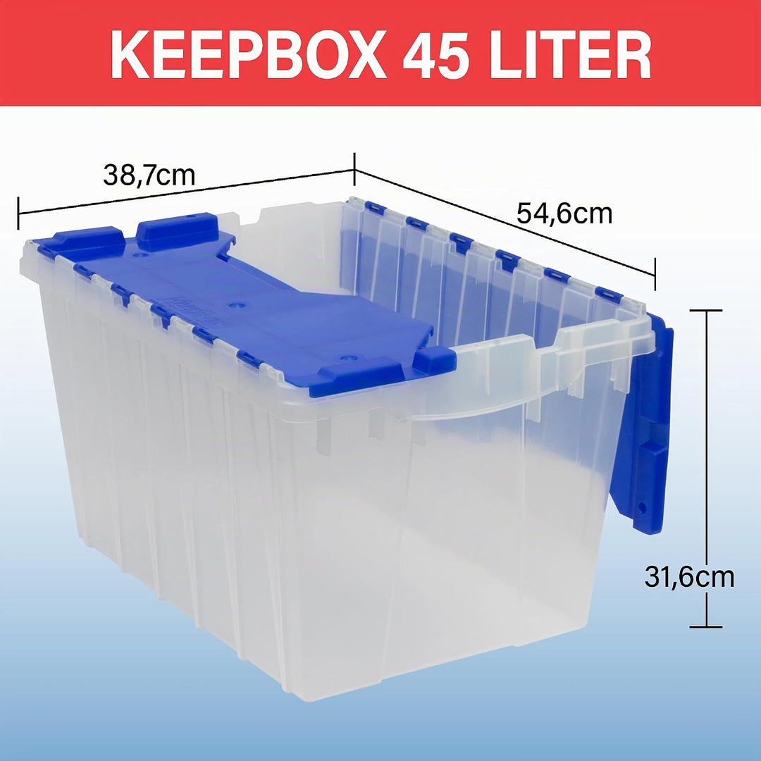 Storage Box, 12-Gallon, 15""x21-1/2""x12-1/2"", Clear/Blue, Sold as 1 Each 12-Gallon each, 12-Gallon