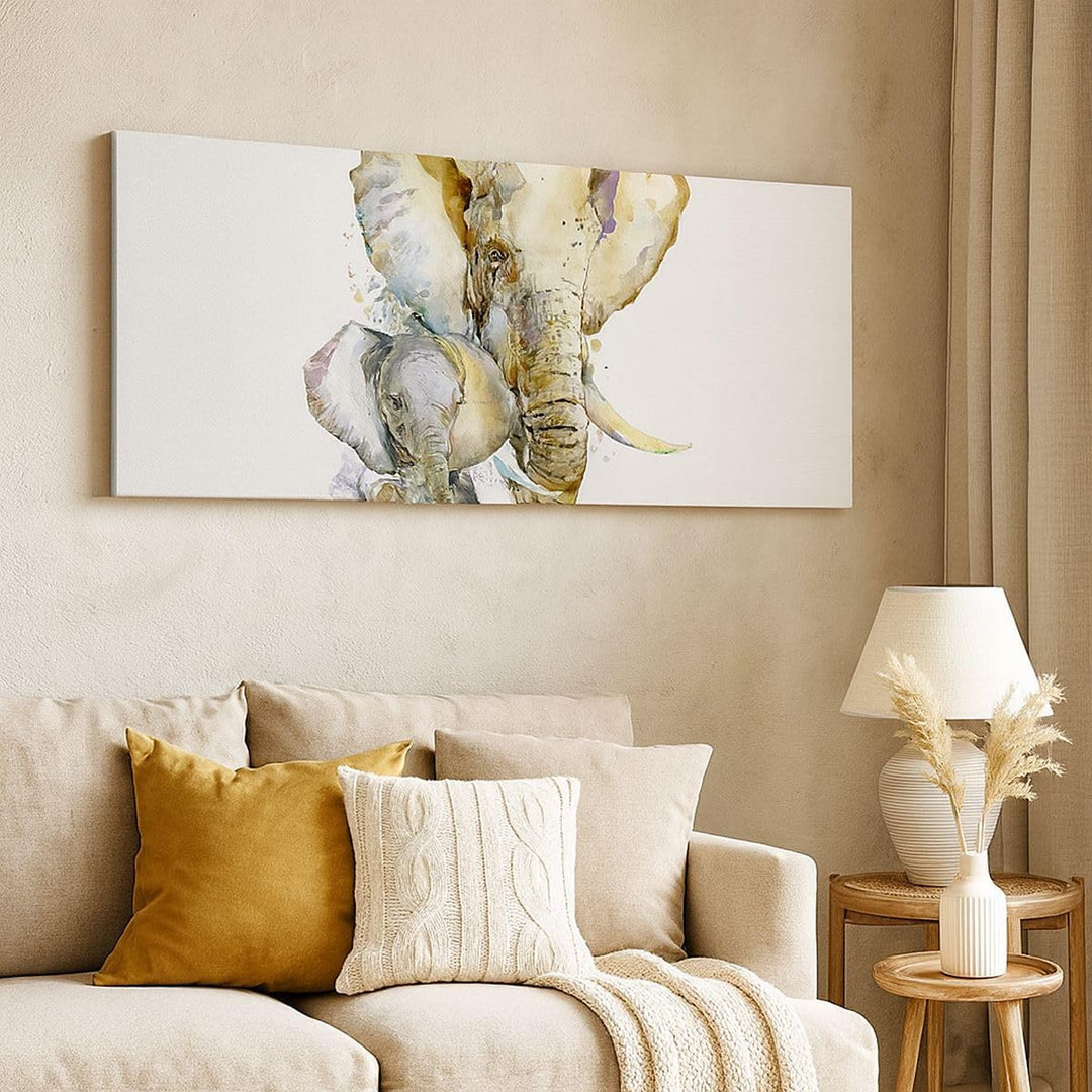 Panorama Bilder auf Leinwand Elefanten tier safari afrika Leinwandbild 90x30cm Wandbilder Dekoration