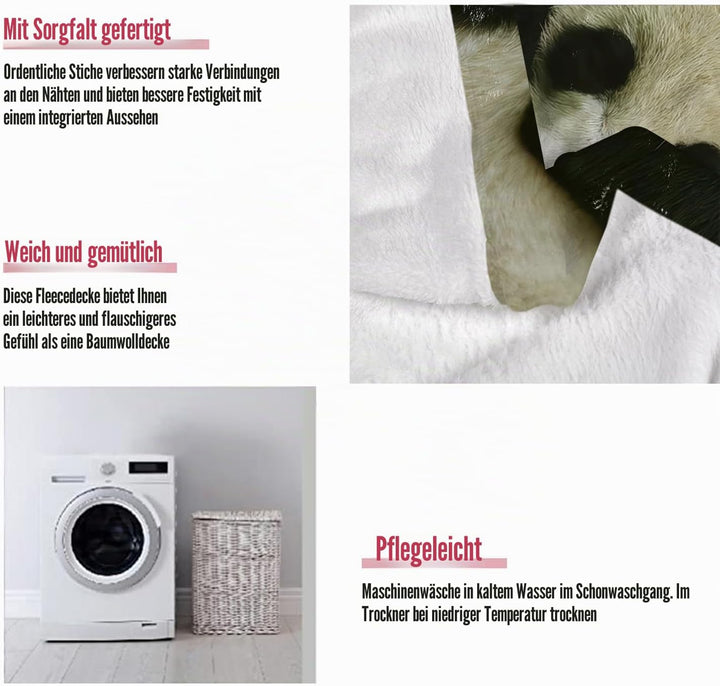 YISUMEI - 150 x 200 cm Decke - Personalisierter Grosser Panda Fleecedecke,Kaschmir-Gefühl Kuscheldec