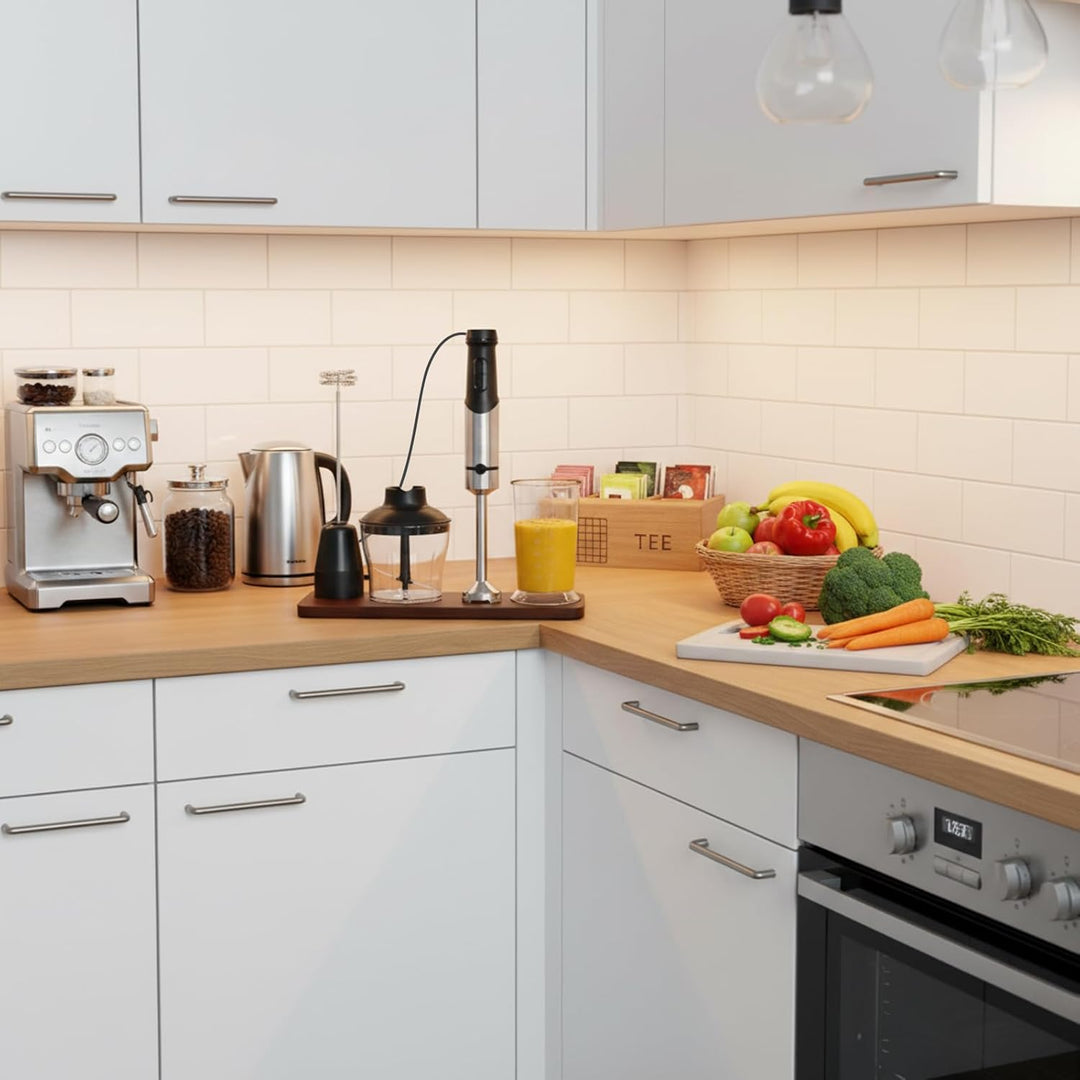 1200 Watt Stabmixer Set, Edelstahl Pürierstab für Suppen, Babybrei & Sossen | 12 Geschwindigkeitsstu