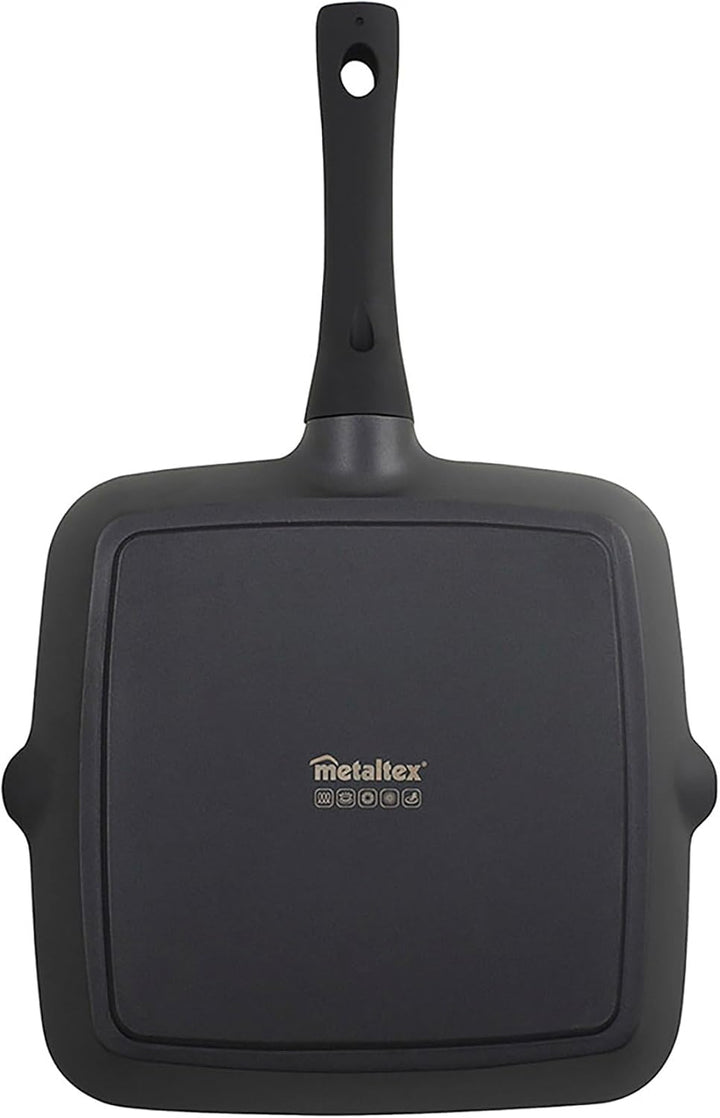 METALTEX ASADORA Grill ALUMINIO FUNDIDO 'XPERT' 28x28 CMS, Detailed in The Description, Schwarz Gril