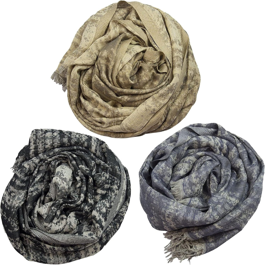 Sunsa 3er Set Damen/Herren Schals, weich Winter Halstuch aus Baumwolle & Viskose. Grosse Unisex Herb