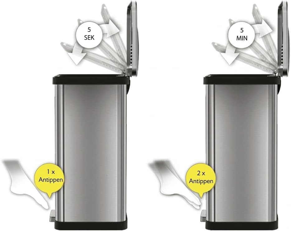 ECHTWERK Abfalleimer "POWER-STEP", Tretabfalleimer, Mülleimer, Soft Close, Fingerabdruck frei, Edels