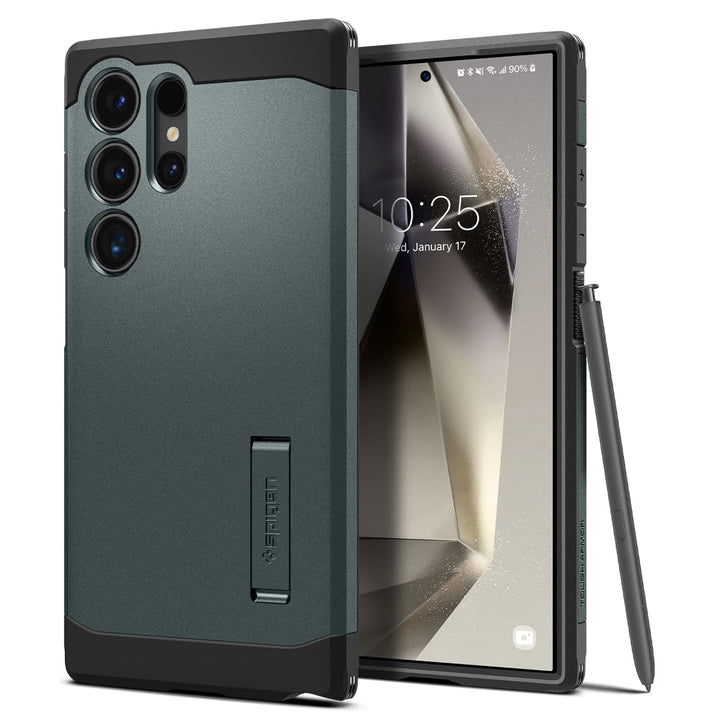 Spigen Tough Armor Hülle Kompatibel mit Samsung Galaxy S24 Ultra -Grün, Grün