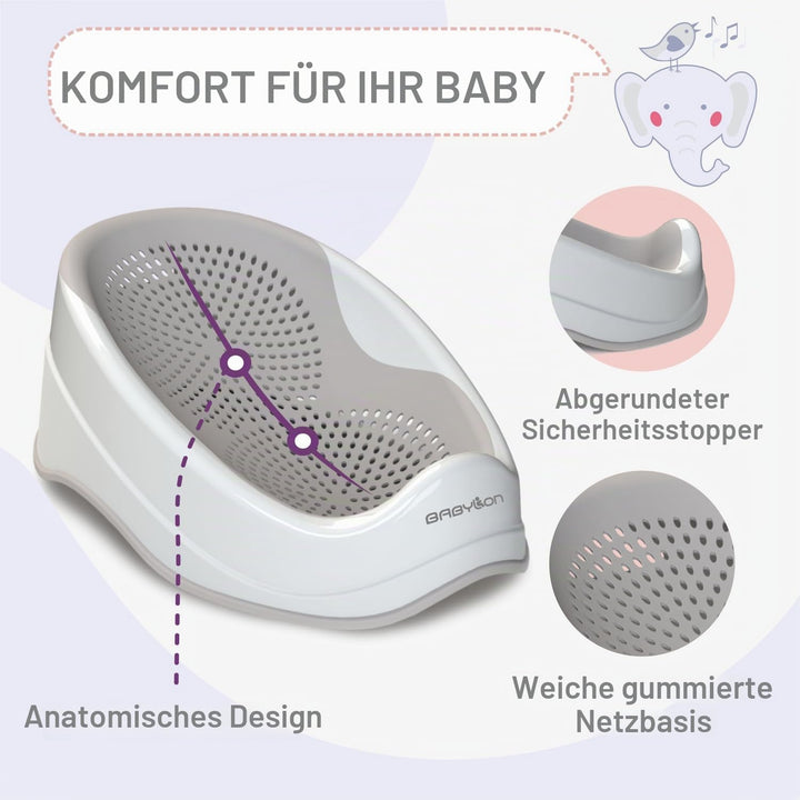 BABYLON DOLPHIN Badewannensitz Baby Ab 0-6 Monate – Ergonomisches Kinder Badewanne – Hypoallergen, S