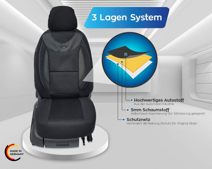 BREMER SITZBEZÜGE Mass Auto Schonbezüge kompatibel mit Hyundai Tucson TL Fahrer & Beifahrer Set ab 2