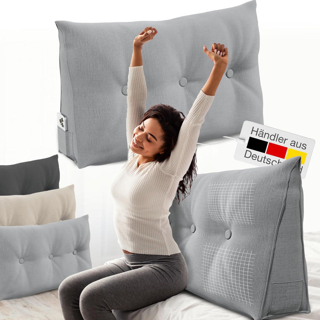 Rückenkissen, Bett-Rückenstütze Keilform, Rückenstützkissen, für Bett & Sofa, 100 cm breit, ideal fü