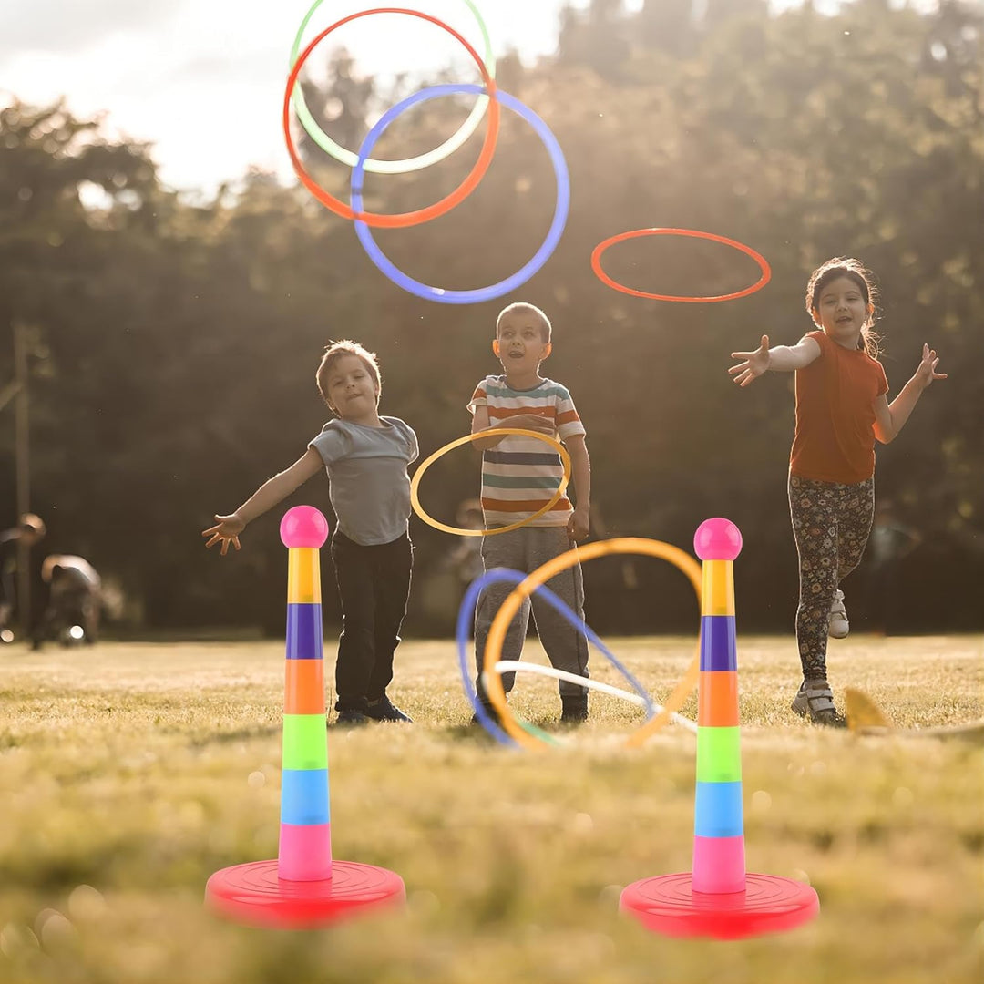 24 Stück Kunststoff Toss Ringe für Ring Toss Spiel, Drinnen draussen Kinder Target Übungsspiele, Kar