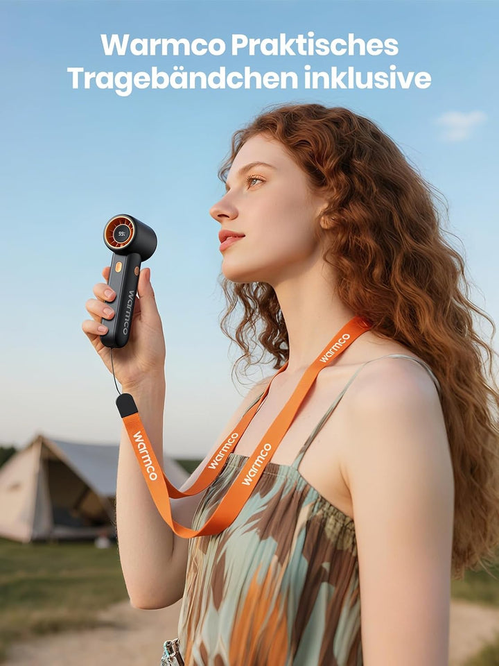 Warmco Tragbarer Handventilator, 5000 mAh, wiederaufladbarer Mini-Reiseventilator, persönlicher Hand
