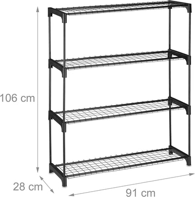 Relaxdays Pflanzenregal, 4 Ablagen, für Blumen-& Pflanzentöpfe, Indoor, Metall & Kunststoff, HBT 106
