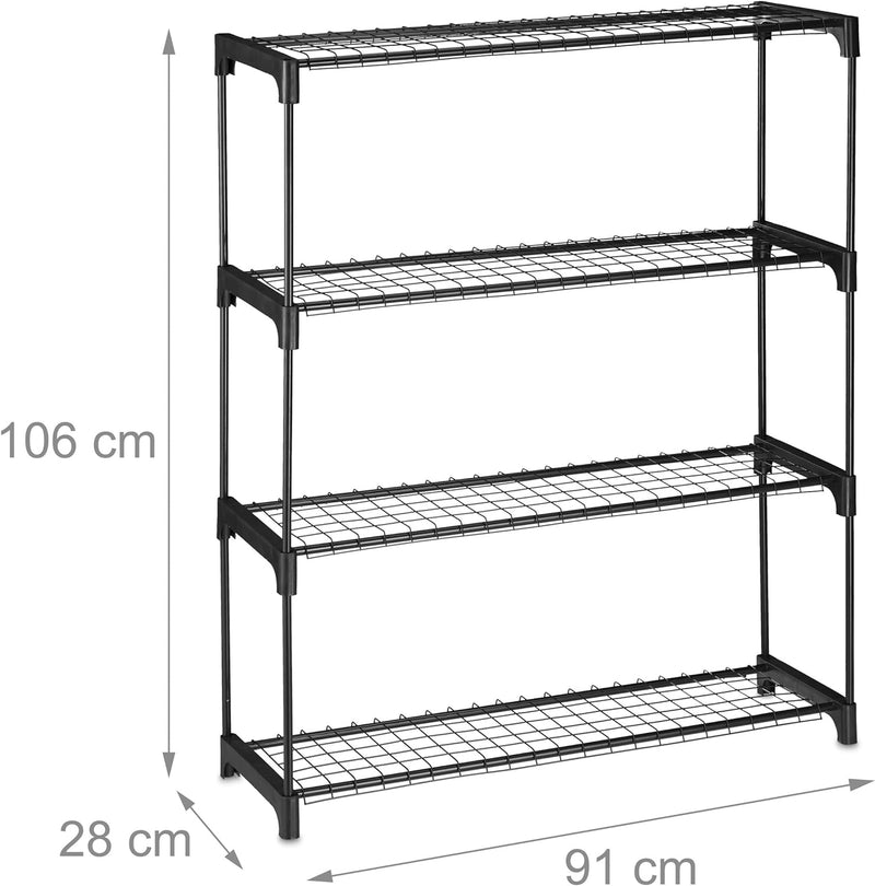Relaxdays Pflanzenregal, 4 Ablagen, für Blumen-& Pflanzentöpfe, Indoor, Metall & Kunststoff, HBT 106