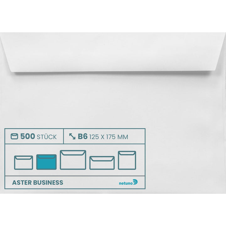 Netuno 500 Briefumschläge Weiss DIN B6 12,5 x 17,5 cm 100g Aster Business Briefkuverts haftklebend o