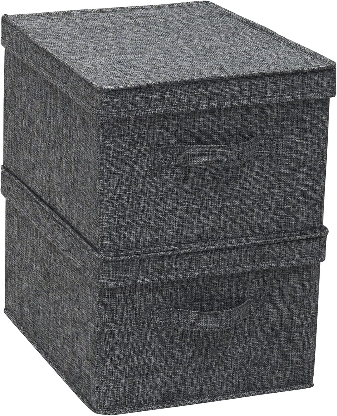Household Essentials Large Fabric Storage Bins with Lids, Graphite, Set of 2 Gross Grau (Graphite//N