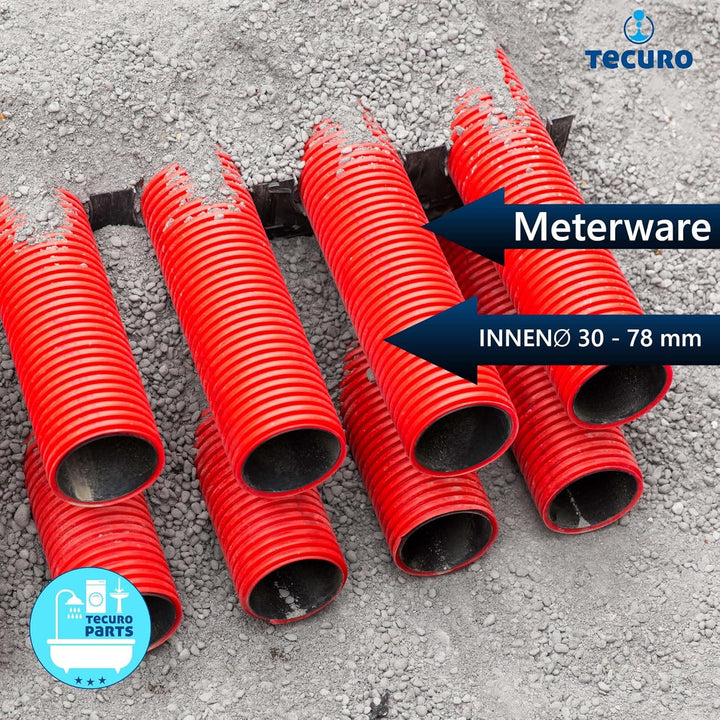 tecuro PE Kabelschutzrohr Ø 40 mm aussen x Ø 30 mm innen - 12 Meter, rot, Erdverlegung gem. DIN EN 5