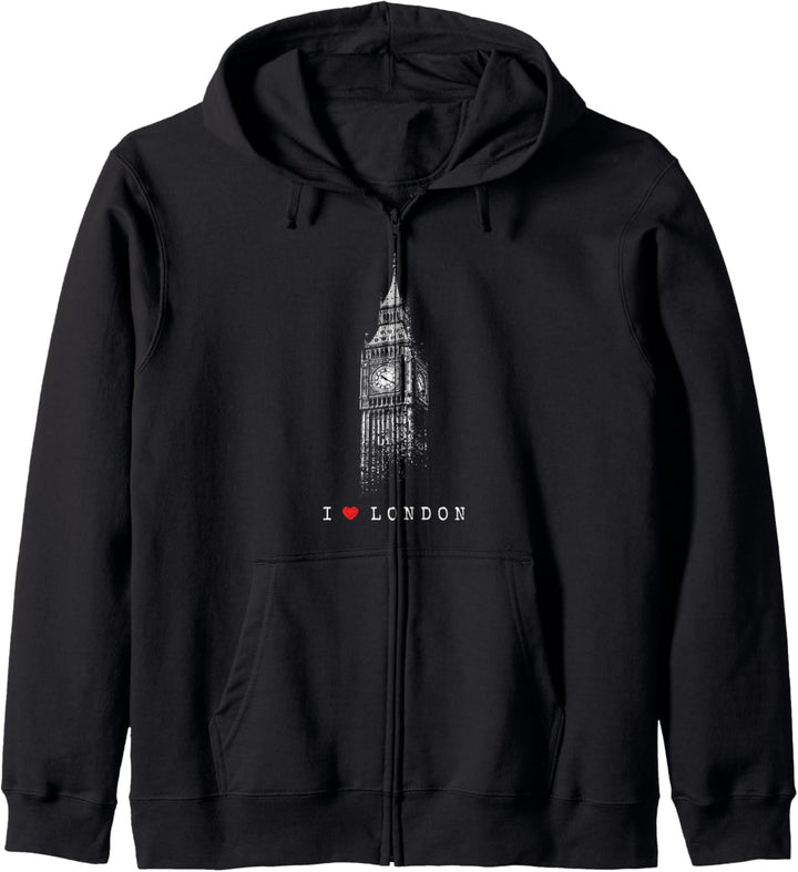 London Big Ben Vintage Skyline England UK I Love London Kapuzenjacke