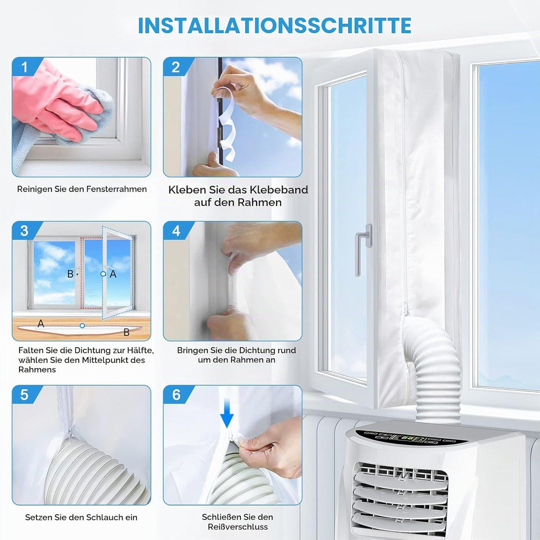 EGNBU 560CM Fensterabdichtung für Mobile Klimageräte, Klimaanlagen, Wäschetrockner, Ablufttrockner,