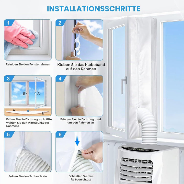 EGNBU 560CM Fensterabdichtung für Mobile Klimageräte, Klimaanlagen, Wäschetrockner, Ablufttrockner,