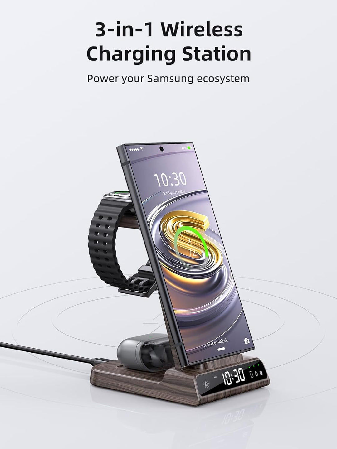 Wireless Charger für Samsung Galaxy S23 Ultra, Induktive ladestation für Samsung Watch 6, 3 in 1 lad