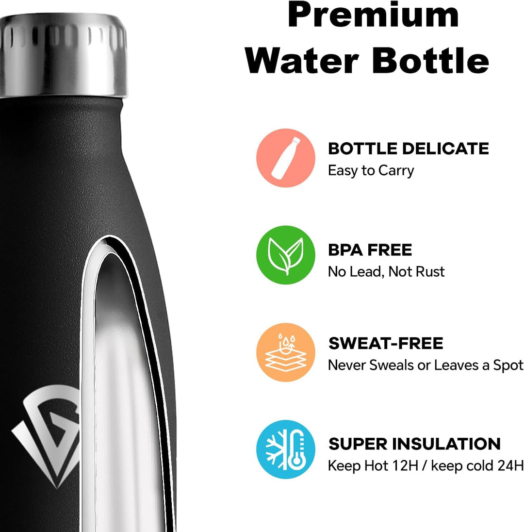 Edelstahl-Trinkflasche, Thermosflasche 0 5 liter, Wasserflasche Metall, Isolierflasche Doppelwandig,