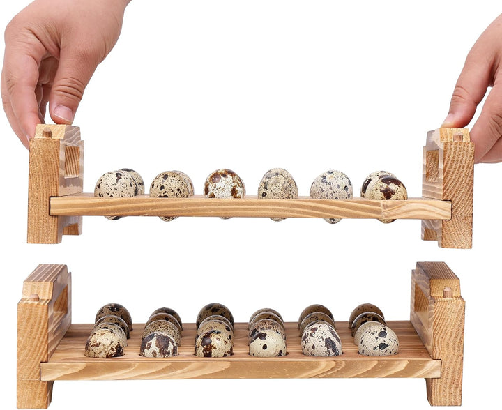 KingLin Wachteleierhalter aus Holz, Taubeneierhalter, Arbeitsplatte, 2-stöckig, Wachteleier-Aufbewah