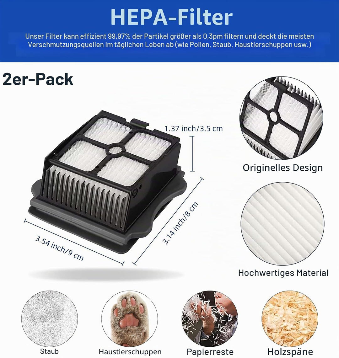 Bürstenrolle und Filter Ersatzteile kompatibel für Tineco Floor One S5/S5 Pro/S5 Pro 2/S5 Extreme, 2