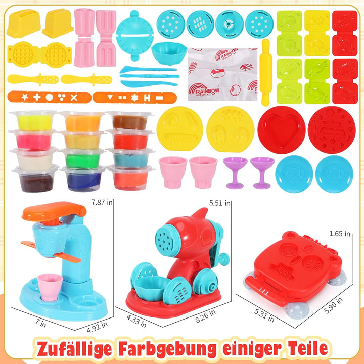 BananMelonBM Kid Toys 3-in-1 Knete-Set mit EIS-, Nudel- und Burger-Maker, ab 3 Jahre
