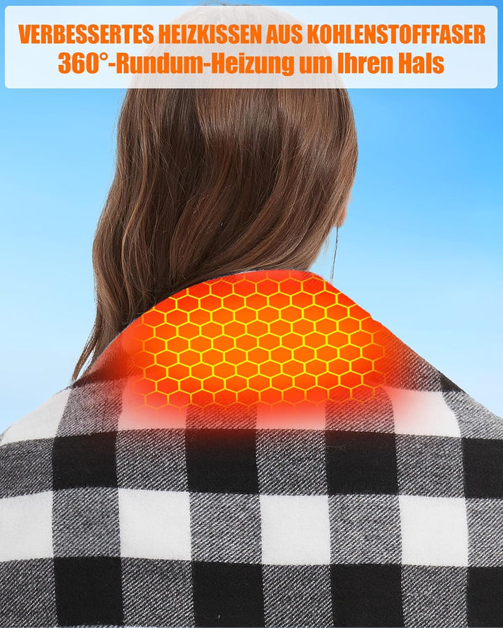 CYCYHEAT Beheizbarer Schal Karo Schwarz-weiss, Karo Schwarz-weiß