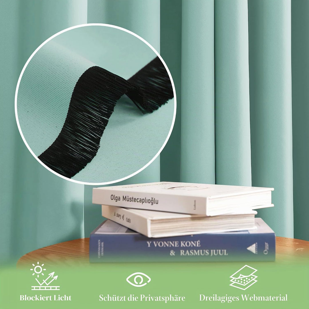 KGORGE Vorhang Grün Blickdicht Ösenvorhang 2er Set Blickdichte Gardinen Wohnzimmer Modern Kurz Verdu