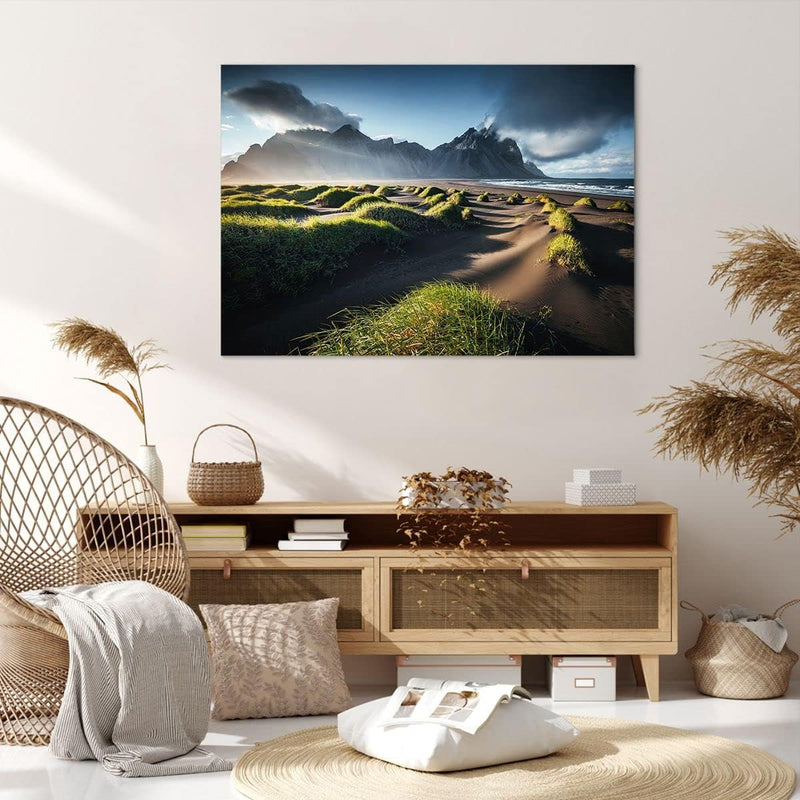 Bilder auf Leinwand 100x70cm Leinwandbild mit Rahmen Vulkan Natur Gross Wanddeko Bild Schlafzimmer K