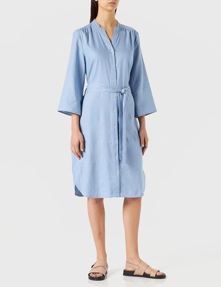 Noa Noa Damen Sheer Linen Kleid 34 Forever Blue, 34 Forever Blue